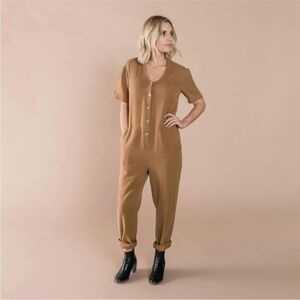 Rylee & cru womens utility jumpsuit caramel tan women’s size S small organic